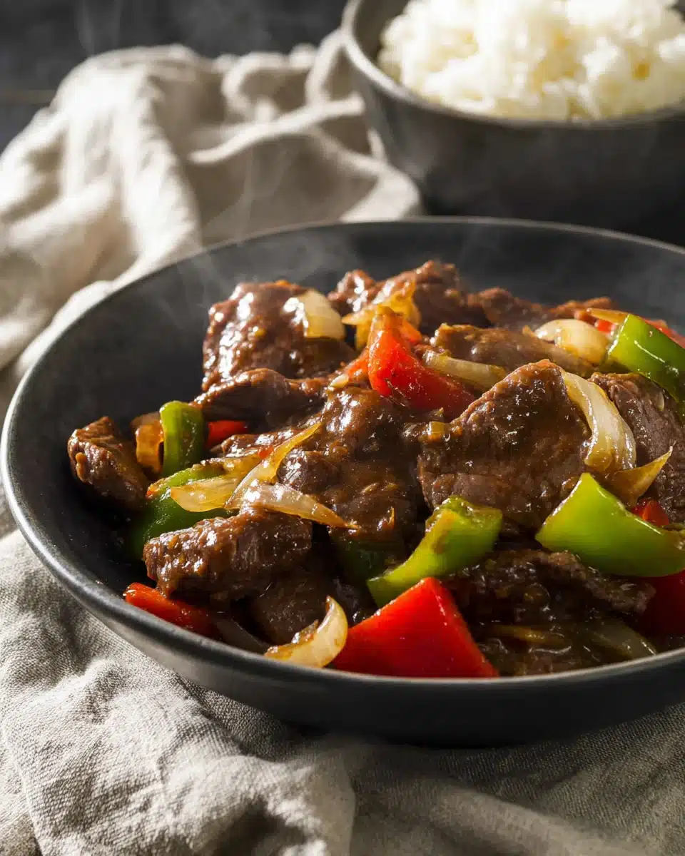 Crockpot Pepper Steak (Easy Slow Cooker Recipe for Tender Beef & Peppers)