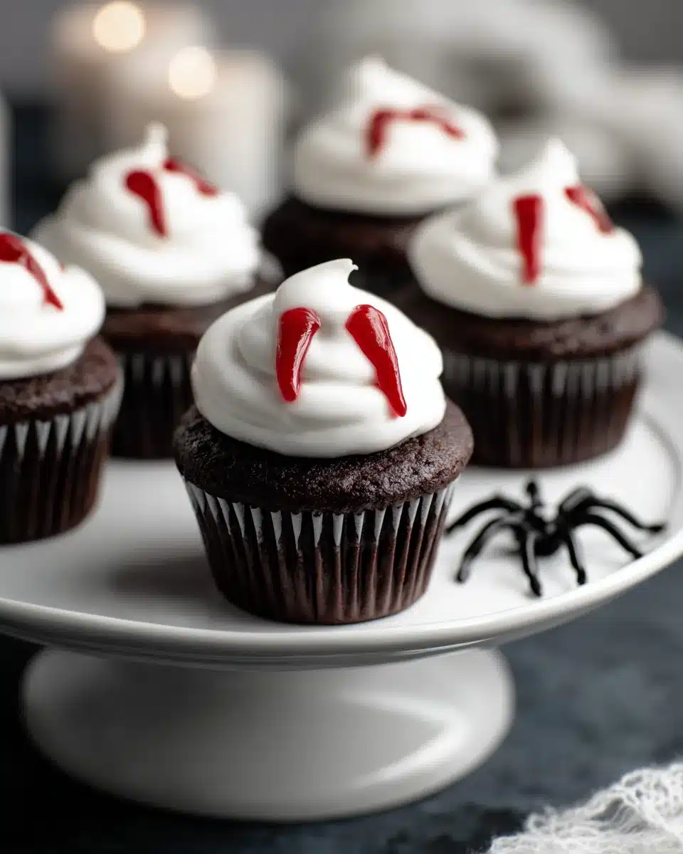 Halloween Vampire Bite Cupcakes