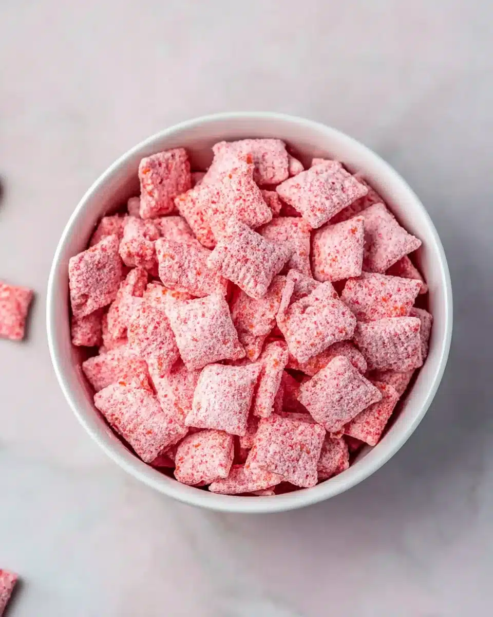 Easy Strawberry Shortcake Puppy Chow