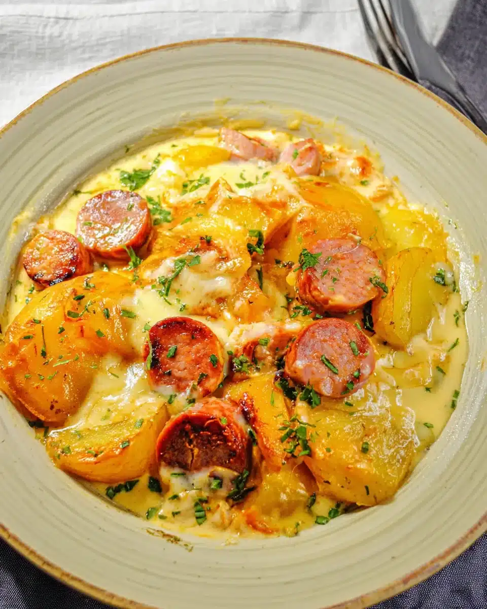 Amazing Cheese, Potato and Smoked Sausage Casserole