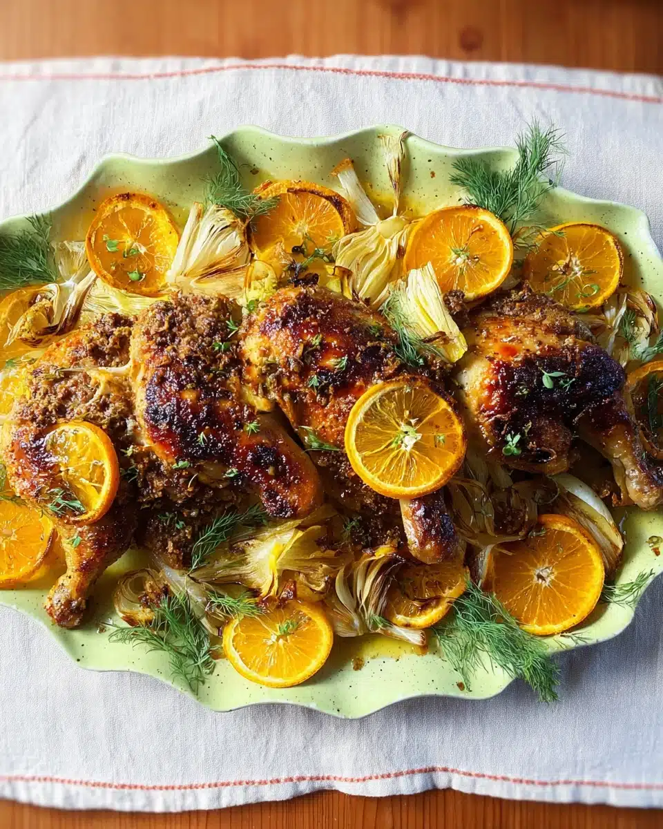 Orange Chicken Roast with Fennel and Shallots