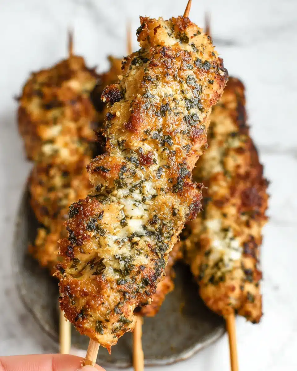 Ranch Garlic Parmesan Chicken Skewers