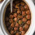 Salisbury steak meatballs with mushroom gravy on a plateSalisbury steak meatballs with mushroom gravy on a plate