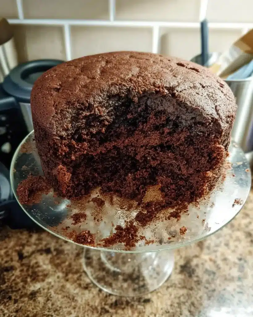 Chocolate cake with wedge cut out for monster truck cake hill