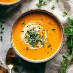 Roasted butternut squash and sweet potatoes with onions for spicy soup