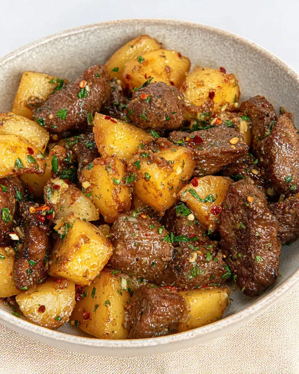 Skillet Garlic Butter Steak and Potatoes Recipe for Christmas Dinner