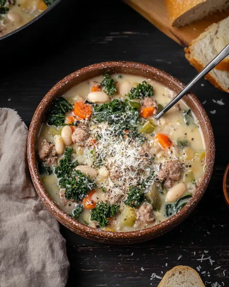 Sausage and White Bean Soup Recipe (Hearty & Creamy with Tuscan Kale)