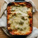 Golden baked Christmas lasagna fresh from the oven