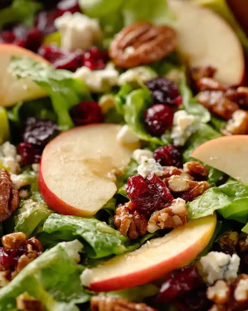 Close-up of Holiday Honeycrisp Salad with apples, pecans, and cranberries
