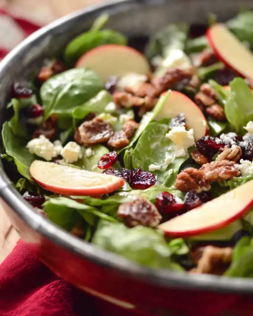 Fresh Holiday Honeycrisp Salad with apples, pecans, cranberries, and cheese