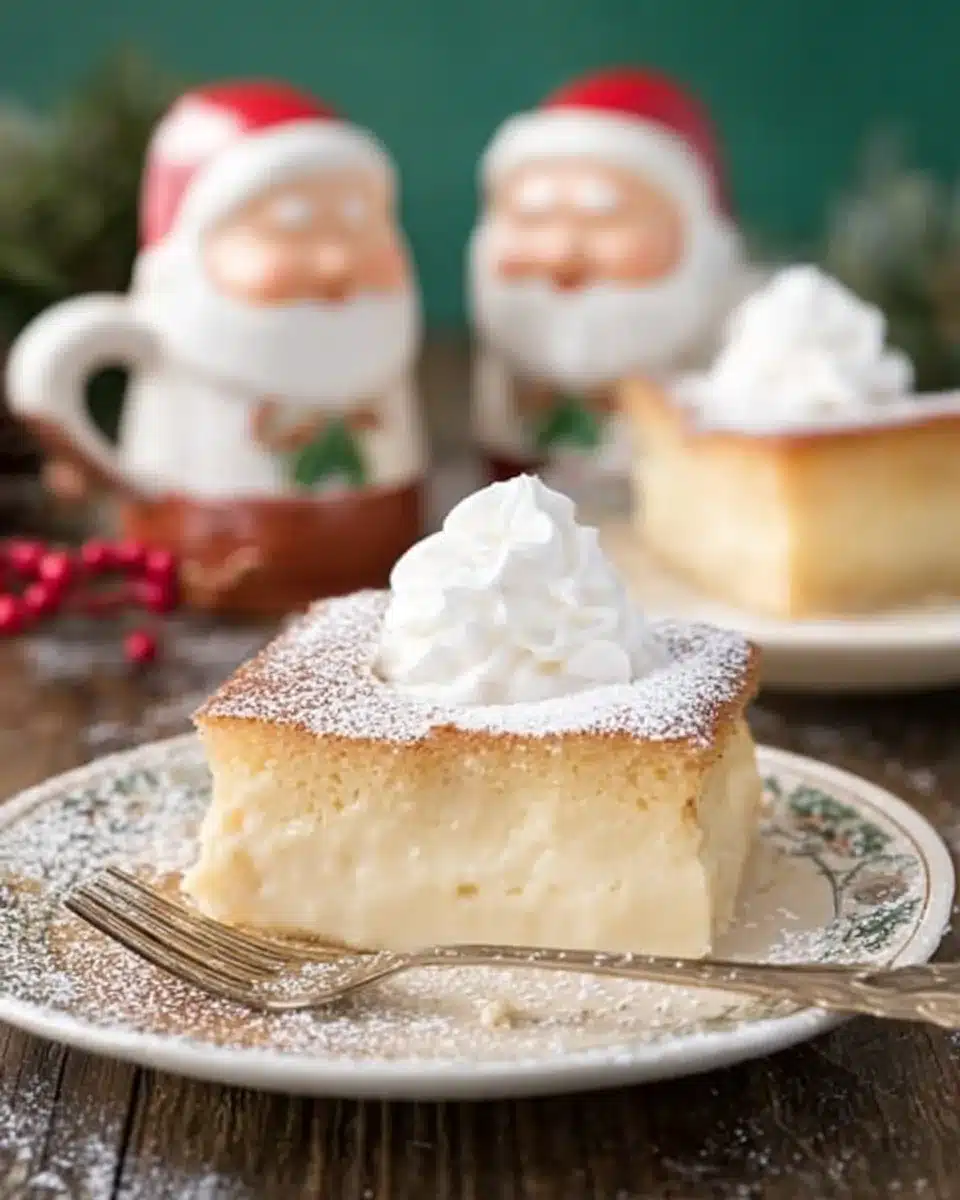Eggnog Magic Cake – The Dreamy Christmas Dessert That Bakes in Three Magical Layers