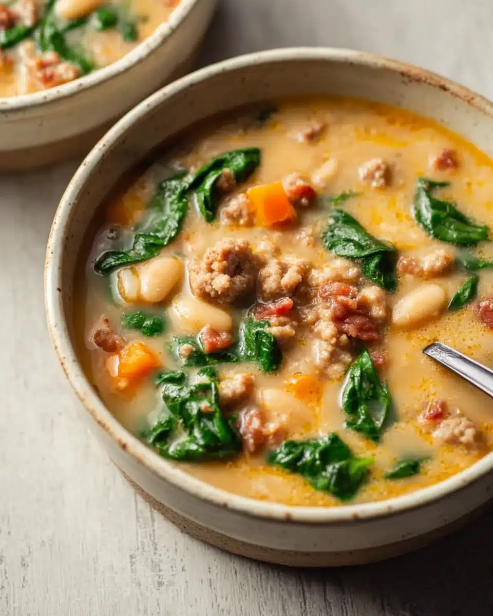 White Bean Soup with Sausage and Bacon