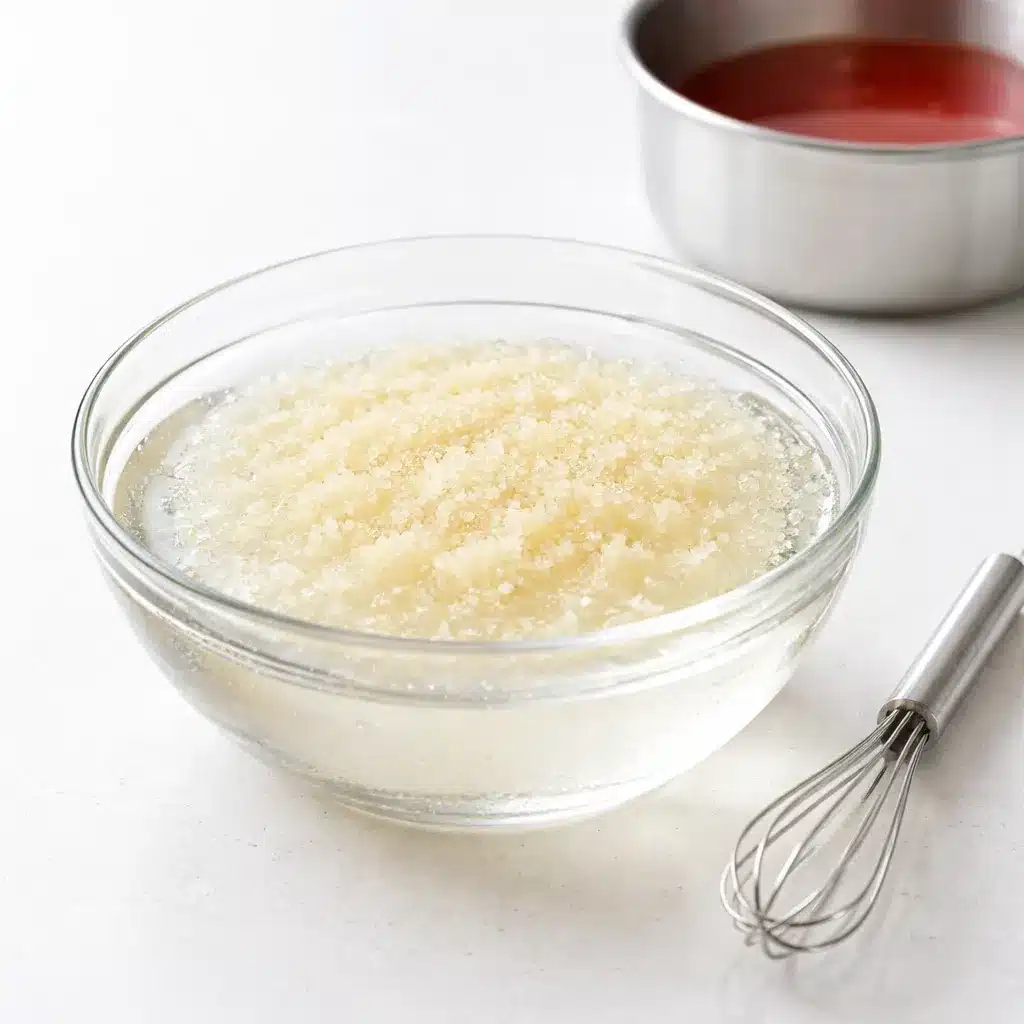 Blooming gelatin for bariatric gelatin jello recipe weight loss in a clear bowl