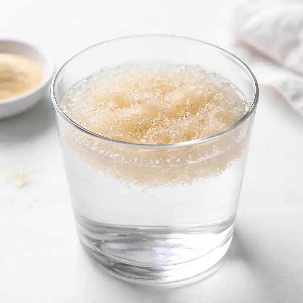 Gelatin blooming in cold water for the pink gelatin recipe