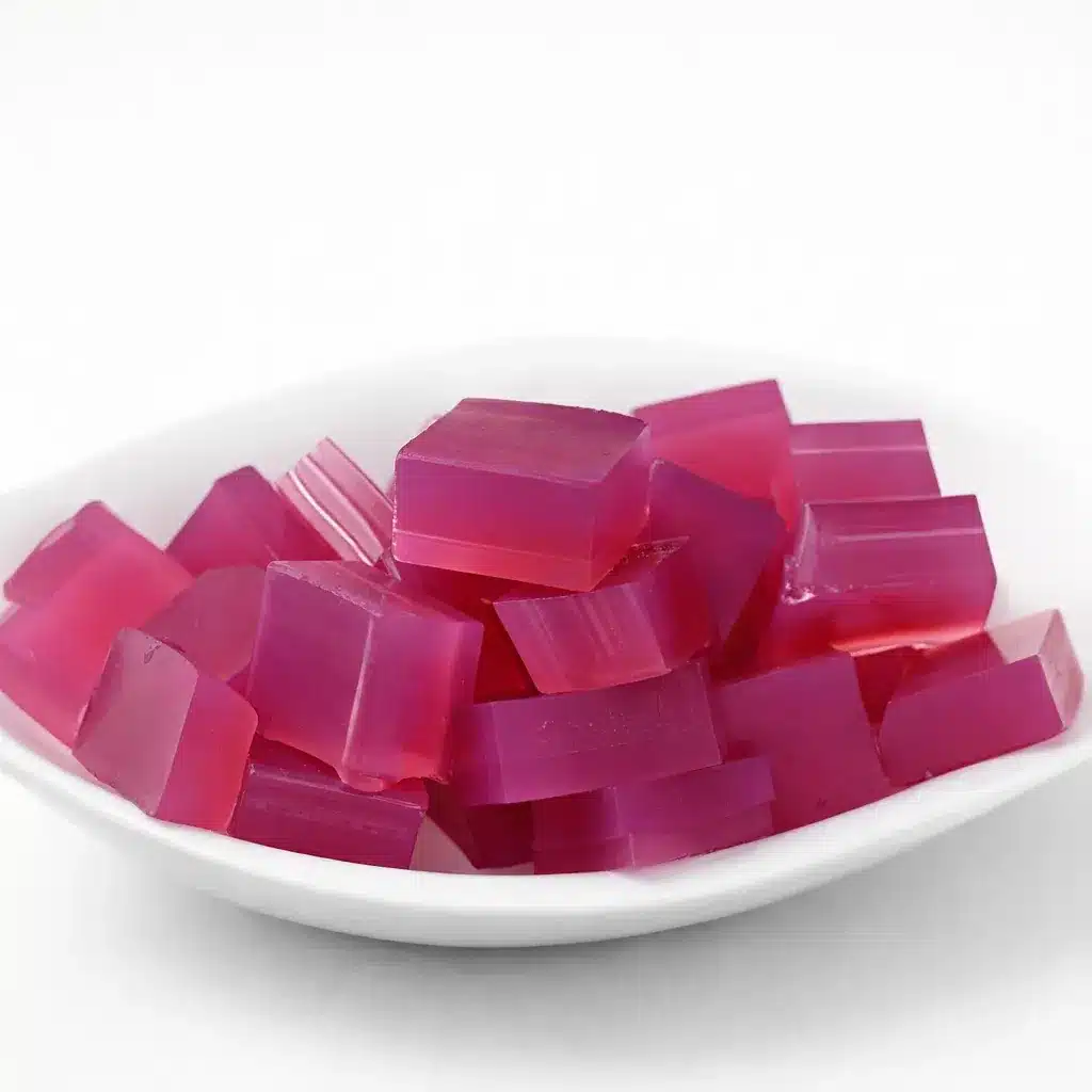 Pink gelatin cubes as a pre meal portion for the gelatin trick