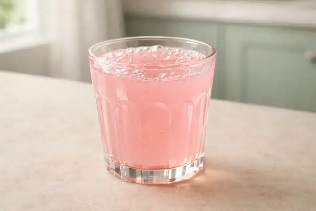 Jillian Michaels Gelatin Recipe pink drink in glass