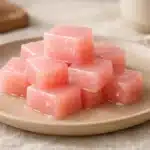 Jillian Michaels Gelatin Recipe pink gelatin cubes on plate